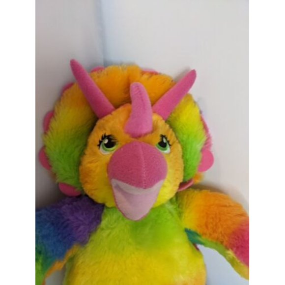 Triceratops Dinosaur Rainbow 16" Build a Bear Workshop BAB Plush Tie Dye Dino - Picture 3 of 8